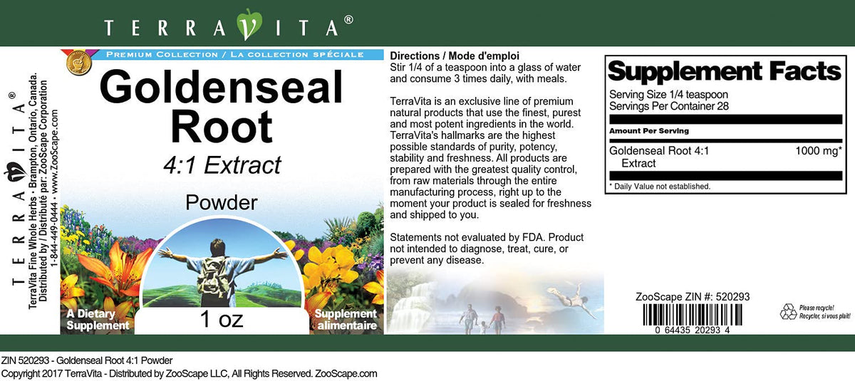Terravita Goldenseal Root 4:1 Extract Powder - 1 oz - image 2