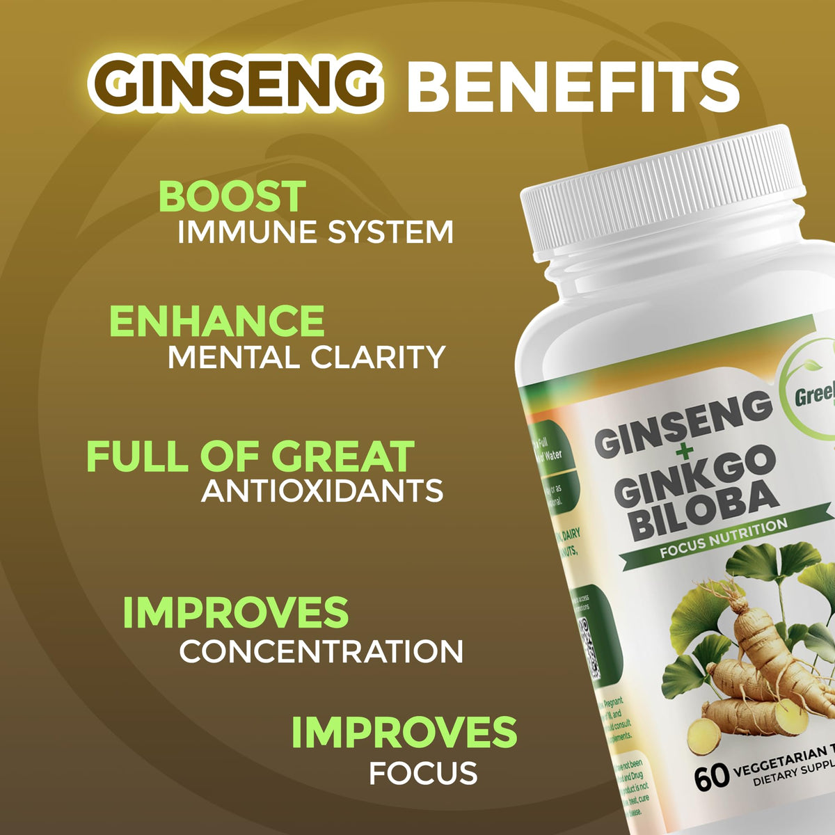 GreeNatr Ginkgo Biloba Panax Ginseng Moringa Capsules - 120 Count - image 5