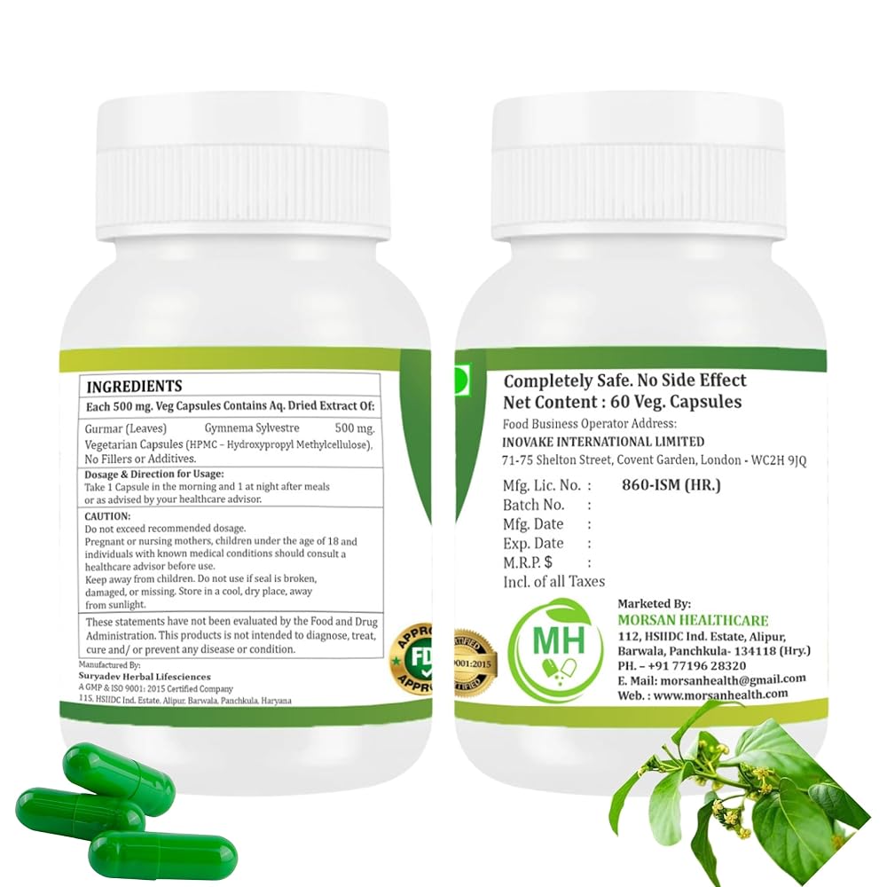 Morsan Healthcare Gurmar Gymnema Sylvestre 500mg - 120 Capsules - image 2