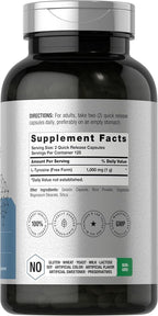 Horbäach L-Tyrosine 1000mg Amino Acid Supplement - 250 Capsules - image 2