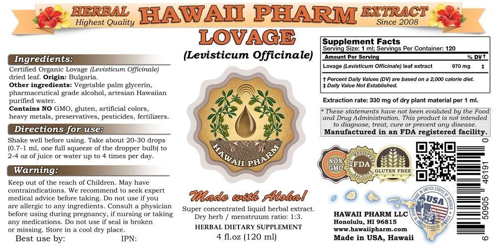 Hawaii Pharm Lovage Leaf Liquid Extract - 4 fl oz - image 2