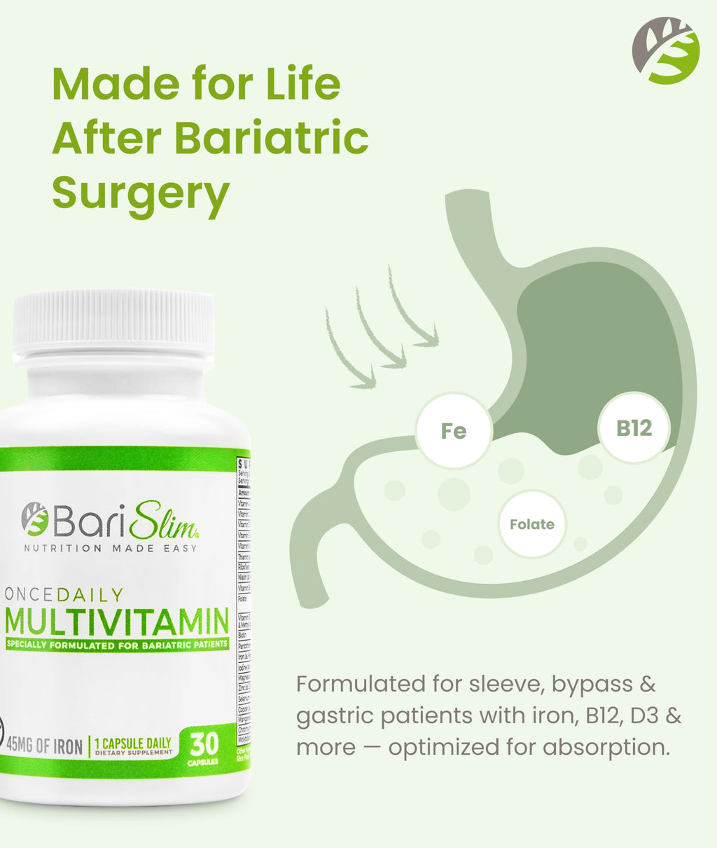 BariSlim Once Daily Bariatric Multivitamin Capsule - 45 mg Iron
