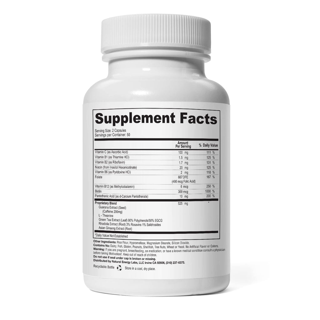 Motivation! Herbal Caffeine + Energy Capsules - 500 Count - image 2
