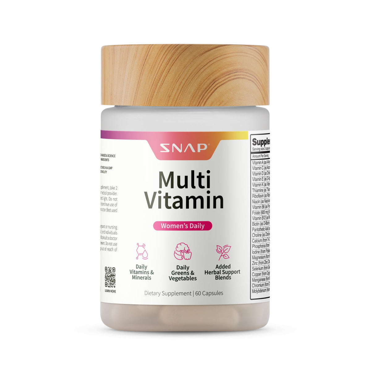 Snap Supplements Daily Multivitamin for Women - 60 Capsules