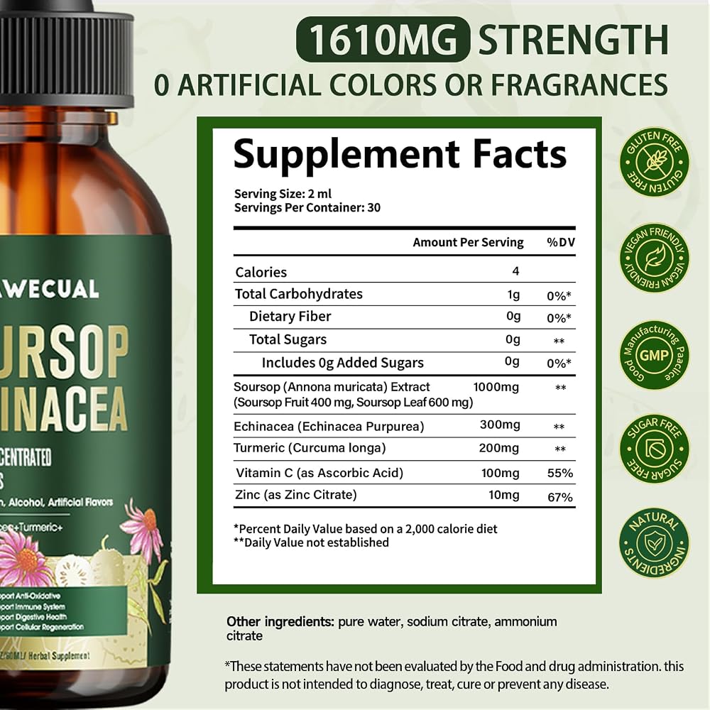 Trawecual Soursop Liquid Drops Herbal Supplement