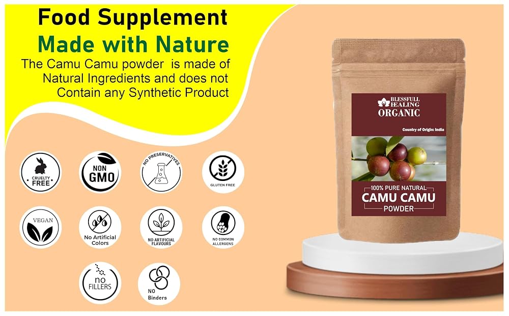 Blessfull Healing Organic Camu Camu Powder 100% Pure Natural 200 Gram