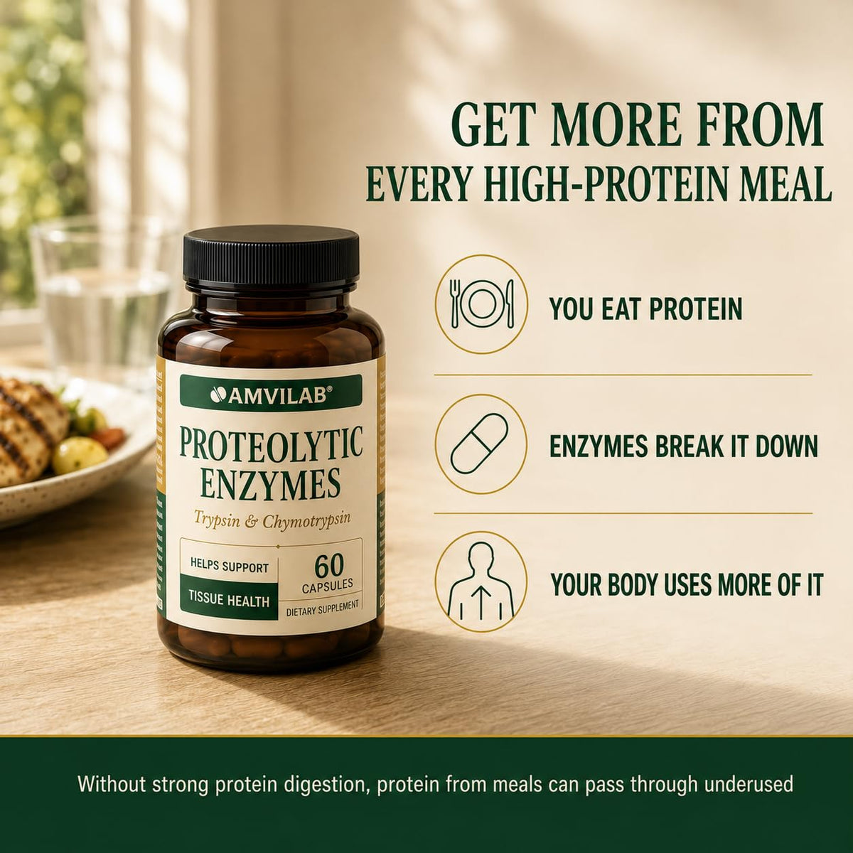 AMVILAB Proteolytic Enzymes Trypsin & Chymotrypsin - 60 Capsules - image 6