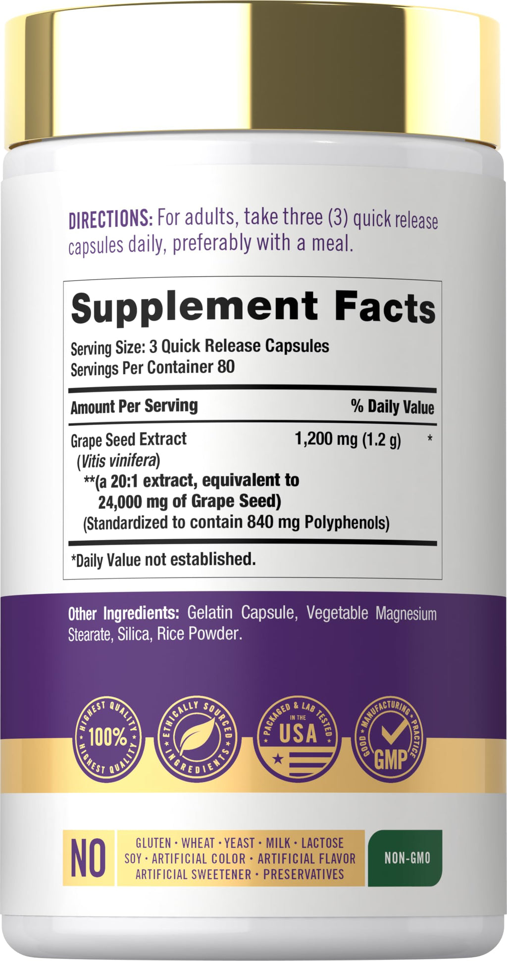 Carlyle Grape Seed Extract Supplement - 240 Capsules - image 2