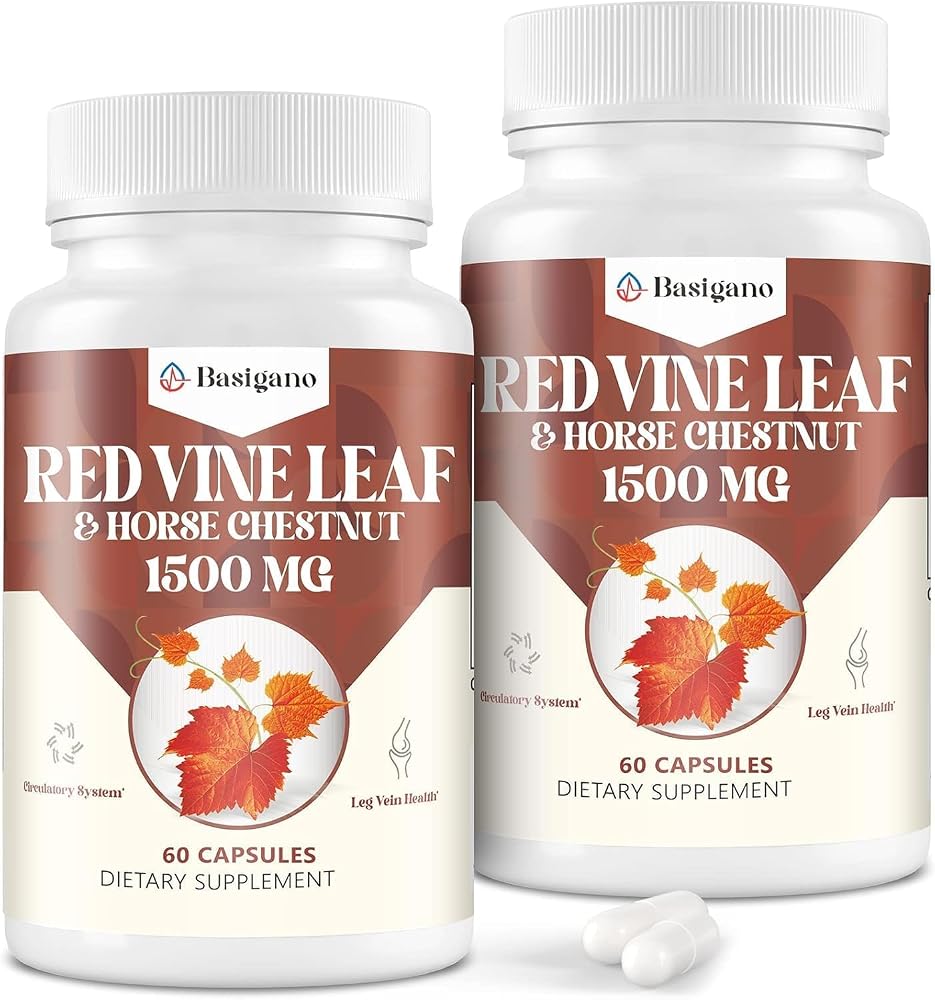 Basigano Red Vine Leaf & Horse Chestnut Extract - 120 Capsules