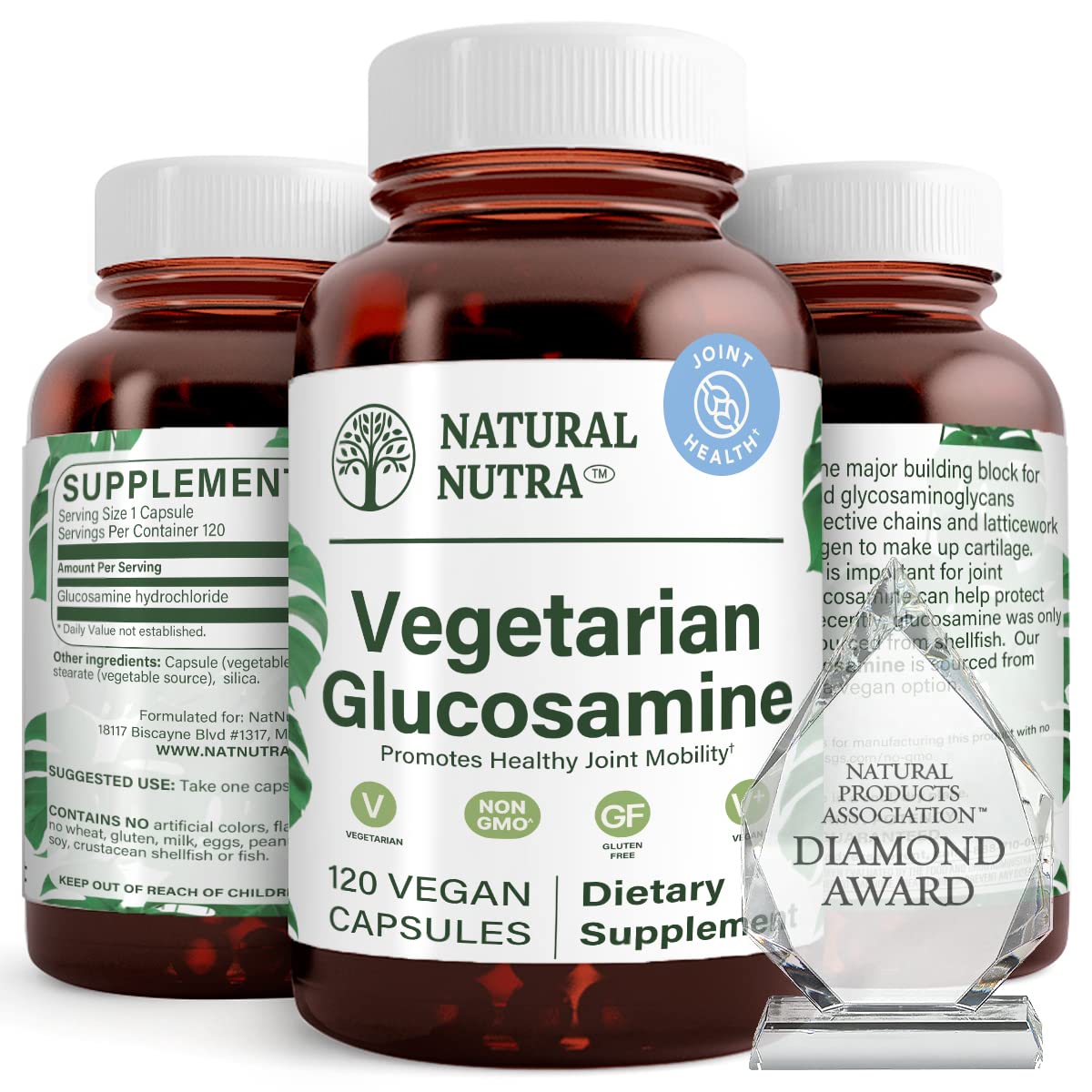Natural Nutra Vegan Glucosamine Hydrochloride - 120 Capsules