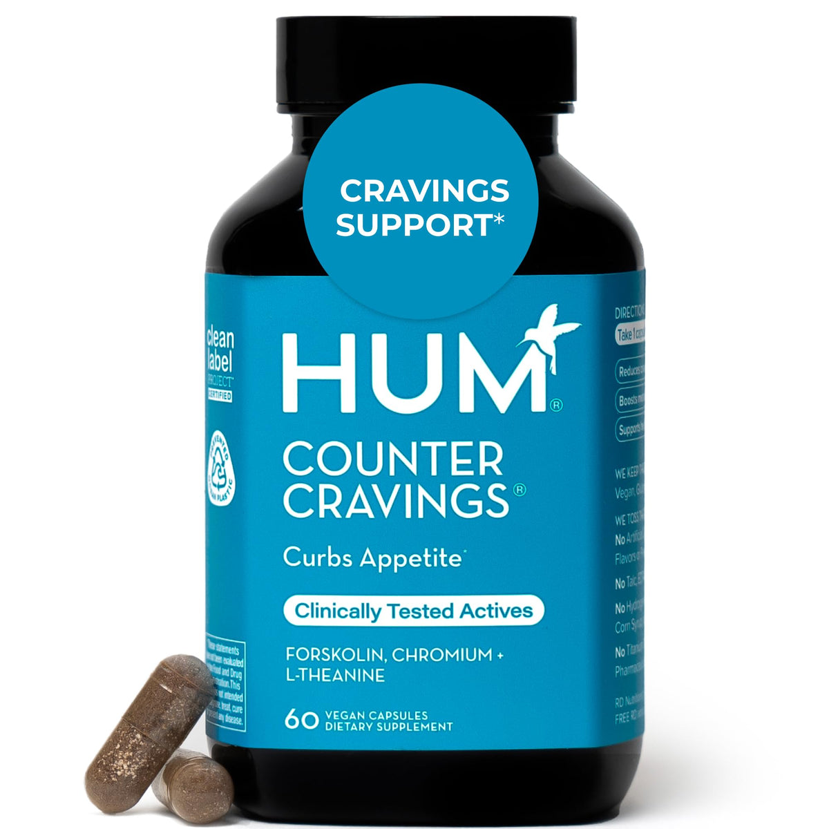 HUM Counter Cravings Chromium & L-Theanine Appetite Support - 60 Capsules