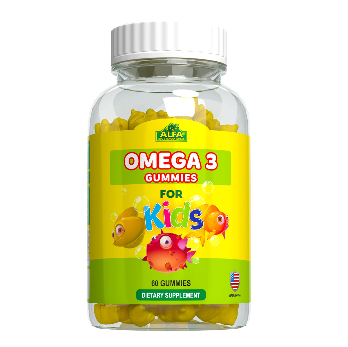 ALFA VITAMINS Omega 3 Kids Gummies Brain Development - 60 Gummies