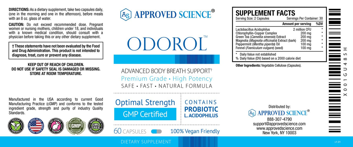 Approved Science Odorol Deodorizing Capsules - 180 Capsules - image 5