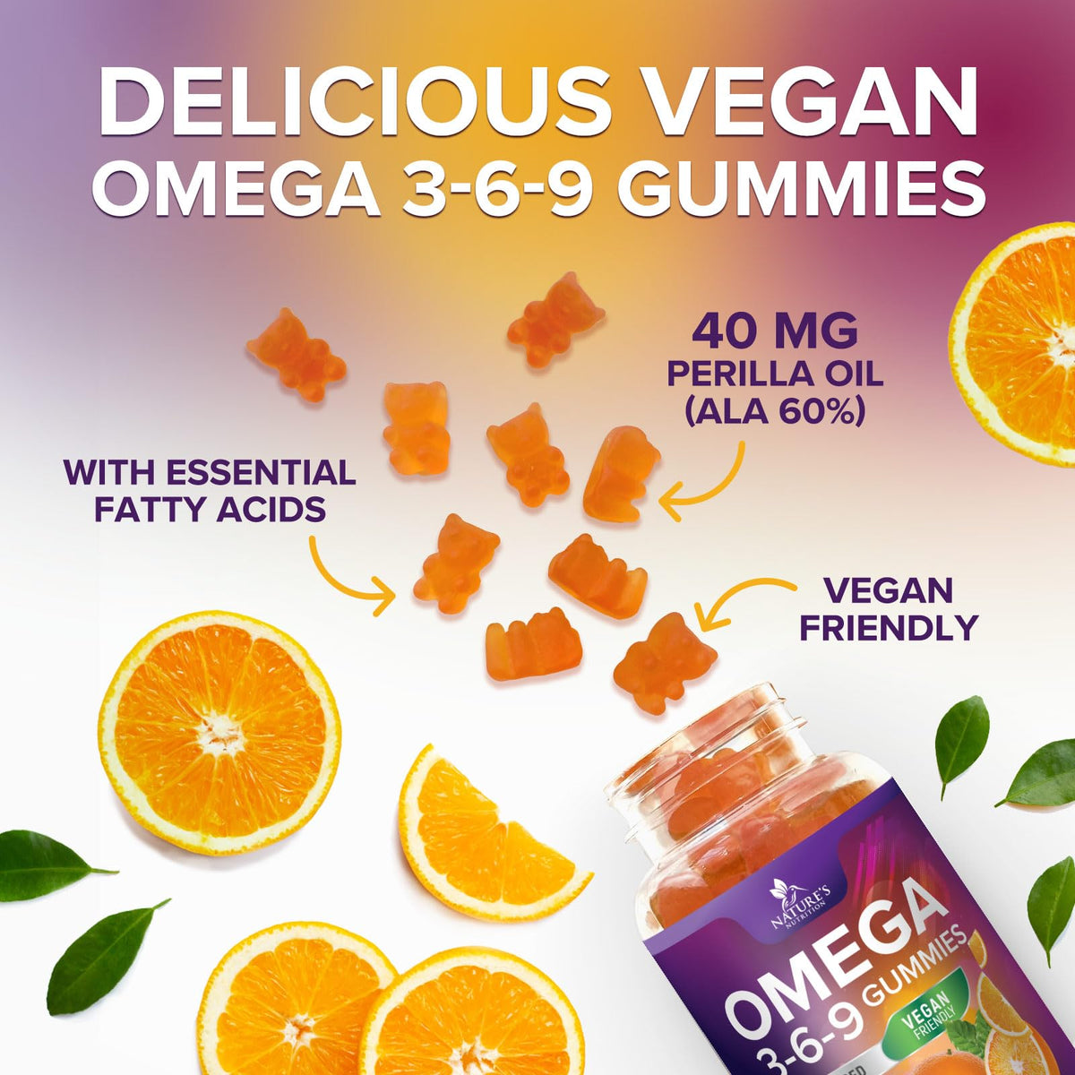 Nature's Nutrition Omega 369 Gummies - Vegan Triple Omega 3
