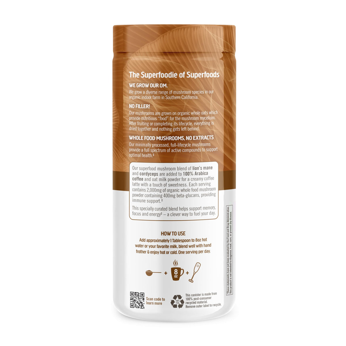 OM Mushroom Superfood Coffee Latte Blend Powder - 240g - image 2