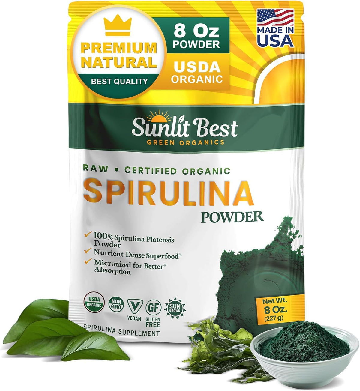 Sunlit Best - USDA Organic Spirulina Tablet - Natural Super Greens