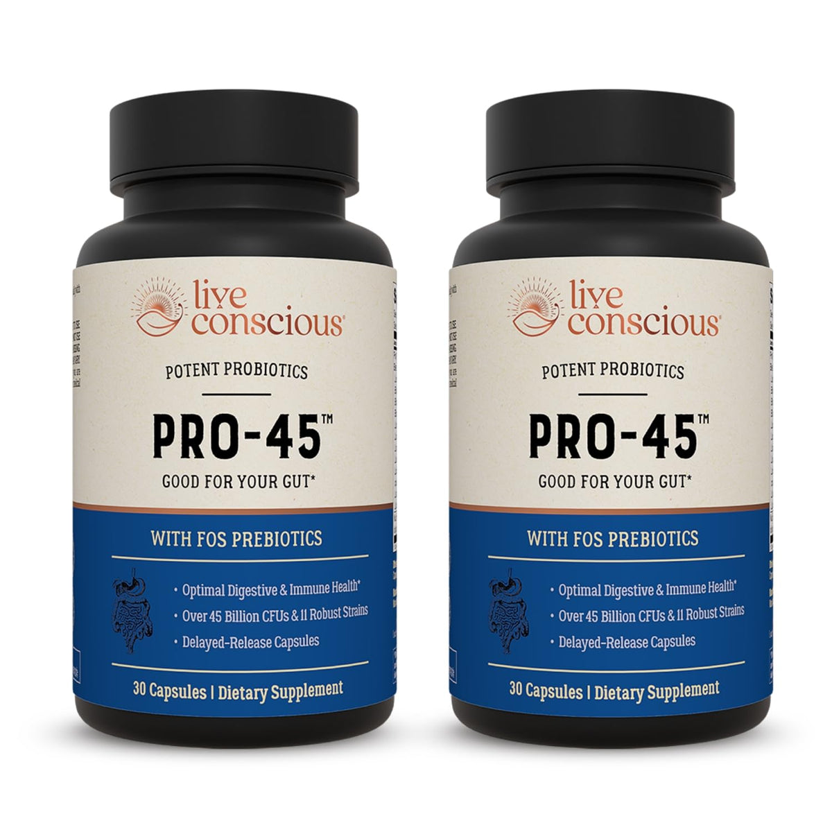 Live Conscious PRO45 Probiotic Formula 45 Billion CFU - 120 Capsules