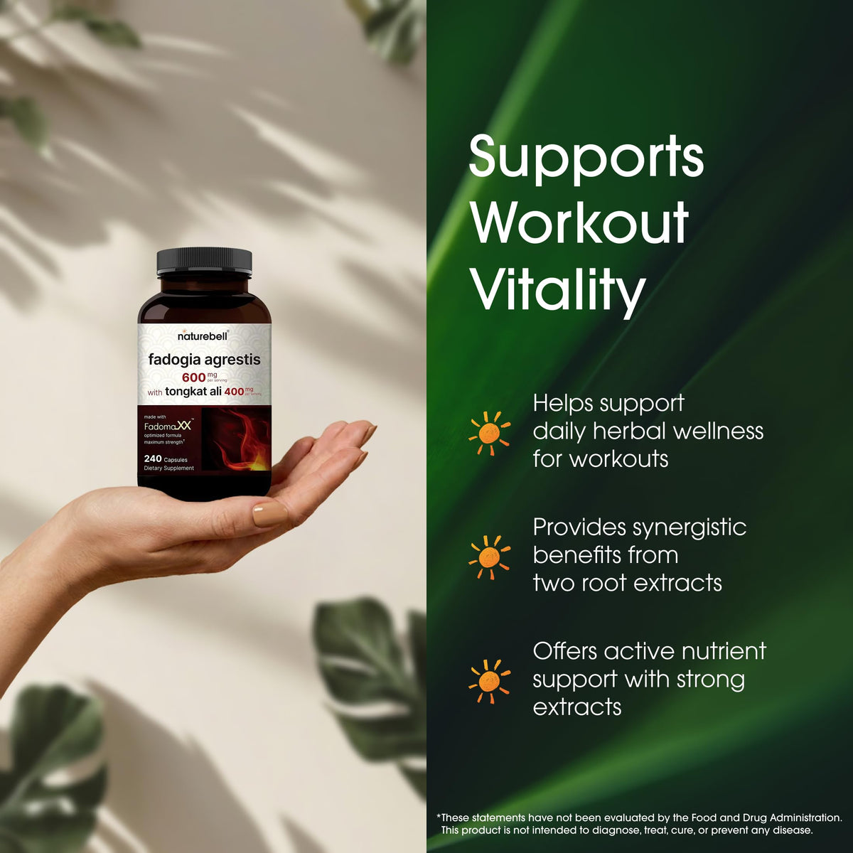 NatureBell Fadogia Agrestis 600mg & Tongkat Ali 400mg - 240 Capsules - image 4