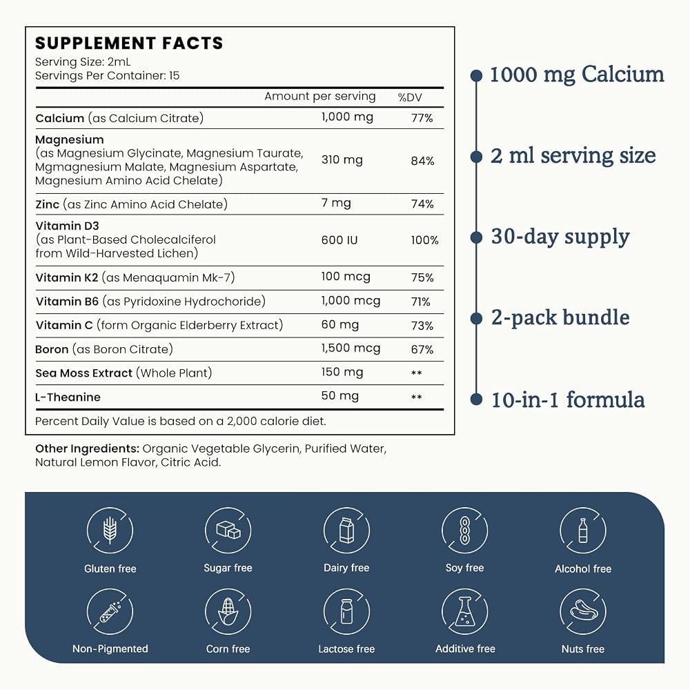 PAYAOCZ 10 in 1 Calcium Magnesium Zinc Liquid Drops Supplement