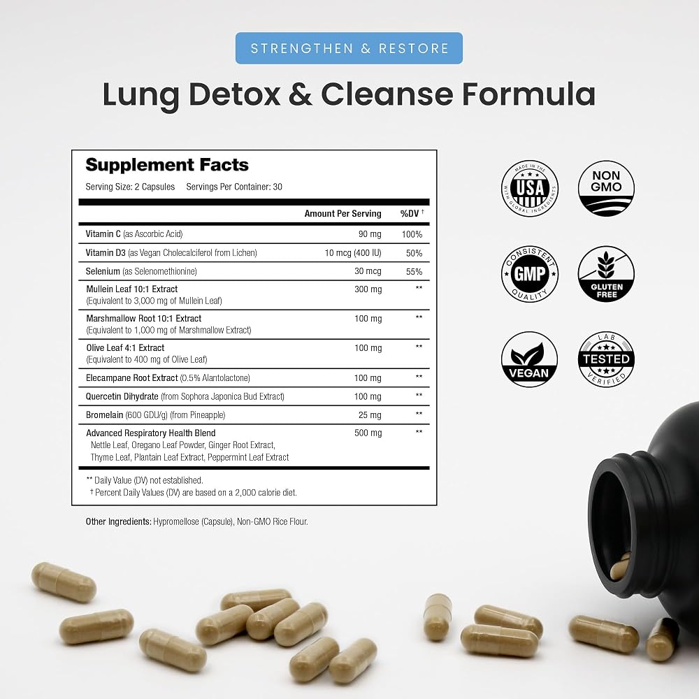 NutraChamps Mullein Leaf Extract Lung Support - 60 Capsules - image 2