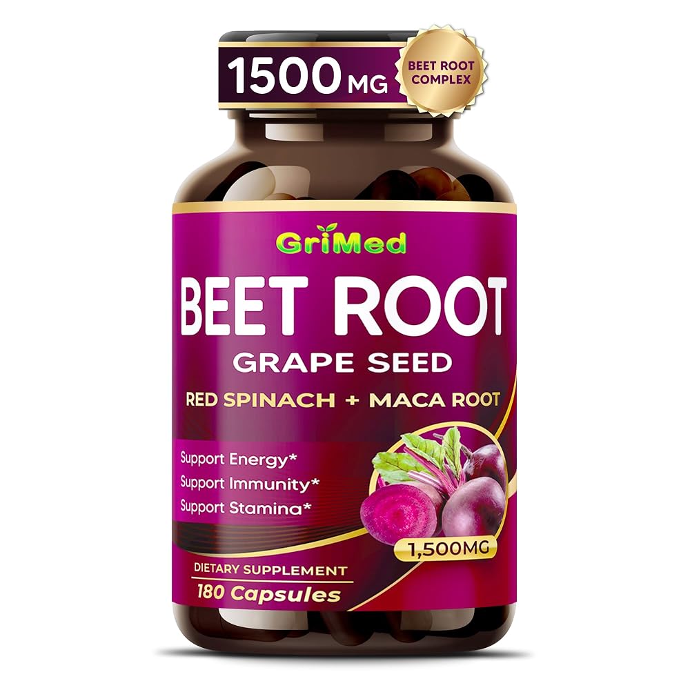 GriMed Beet Root 1500mg with Grape Seed Extract - 180 Capsules