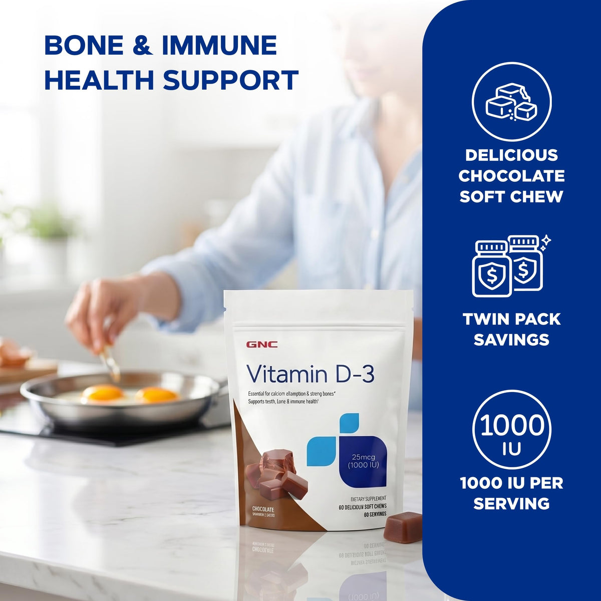 GNC Vitamin D-3 1000 IU Soft Chews - 120 Count - image 3