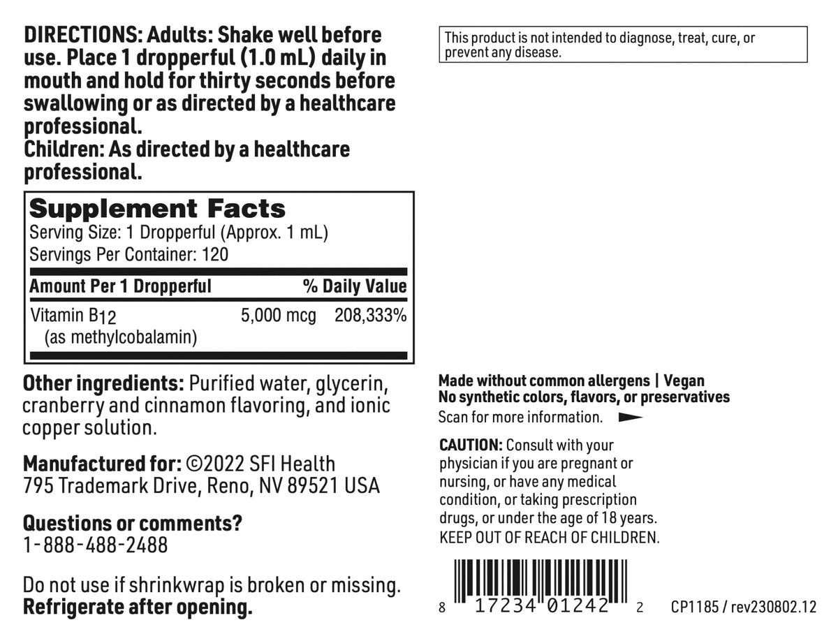 SFI Health Klaire Labs Vitamin B12 Liquid - 4 Fl Oz - image 6