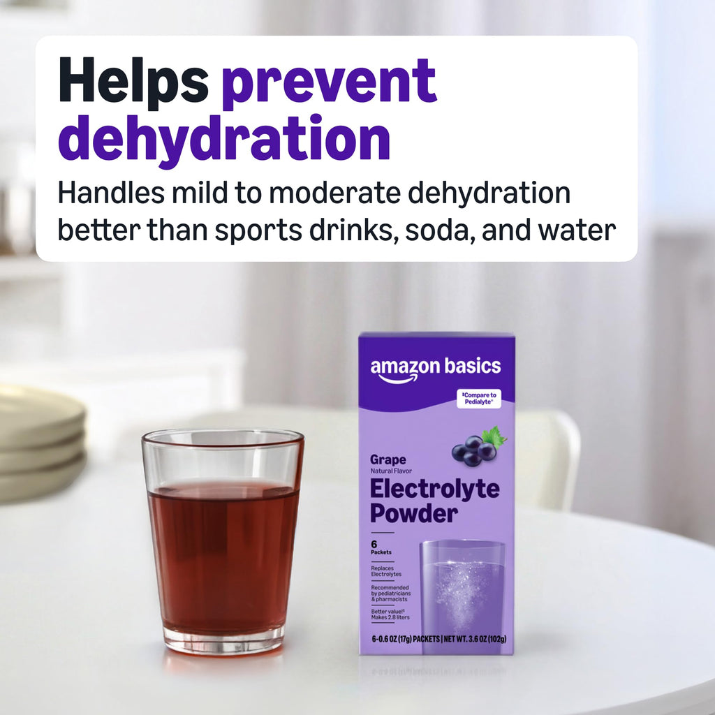 Amazon Basics Electrolyte Powder Packets, Grape Flavor - 6 Count - image 3