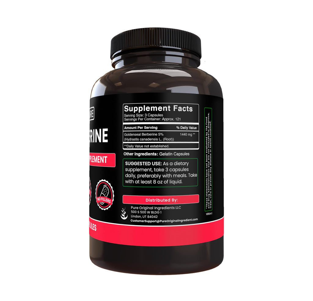 Pure Original Ingredients Berberine (730 Capsules) No Magnesium Or