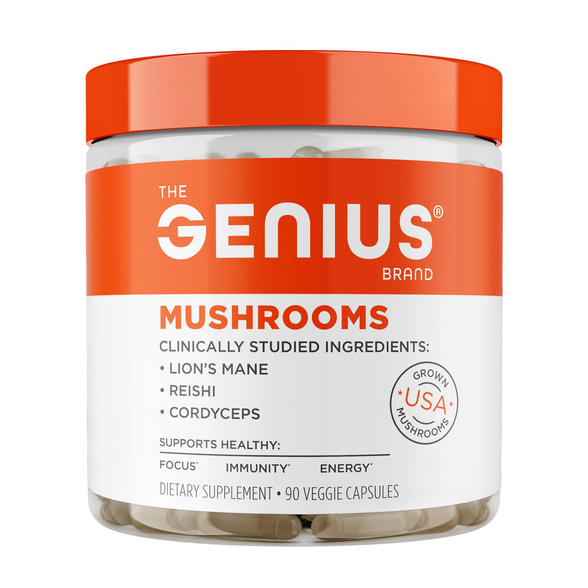 The Genius Brand Mushrooms - 90 Vegetarian Capsules