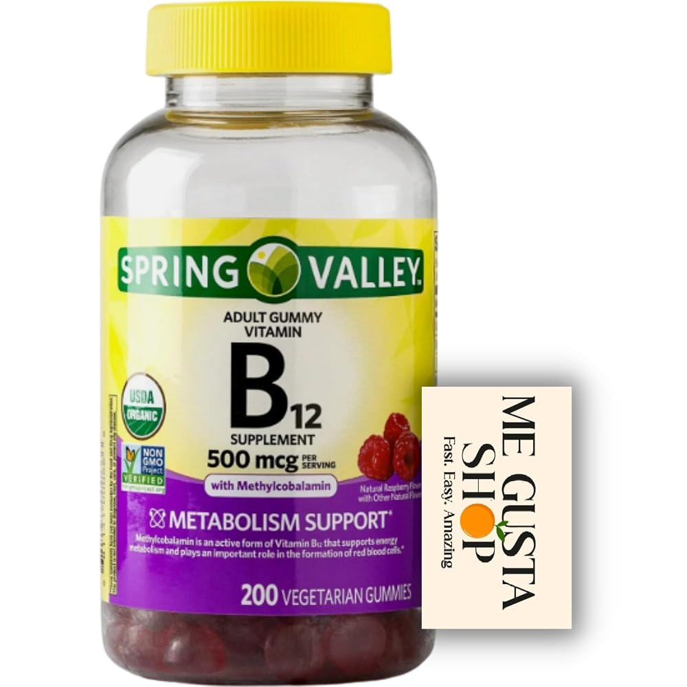 ME GUSTA SHOP Spring Valley B12 500 mcg Gummies Raspberry Flavor - 200 Gummies
