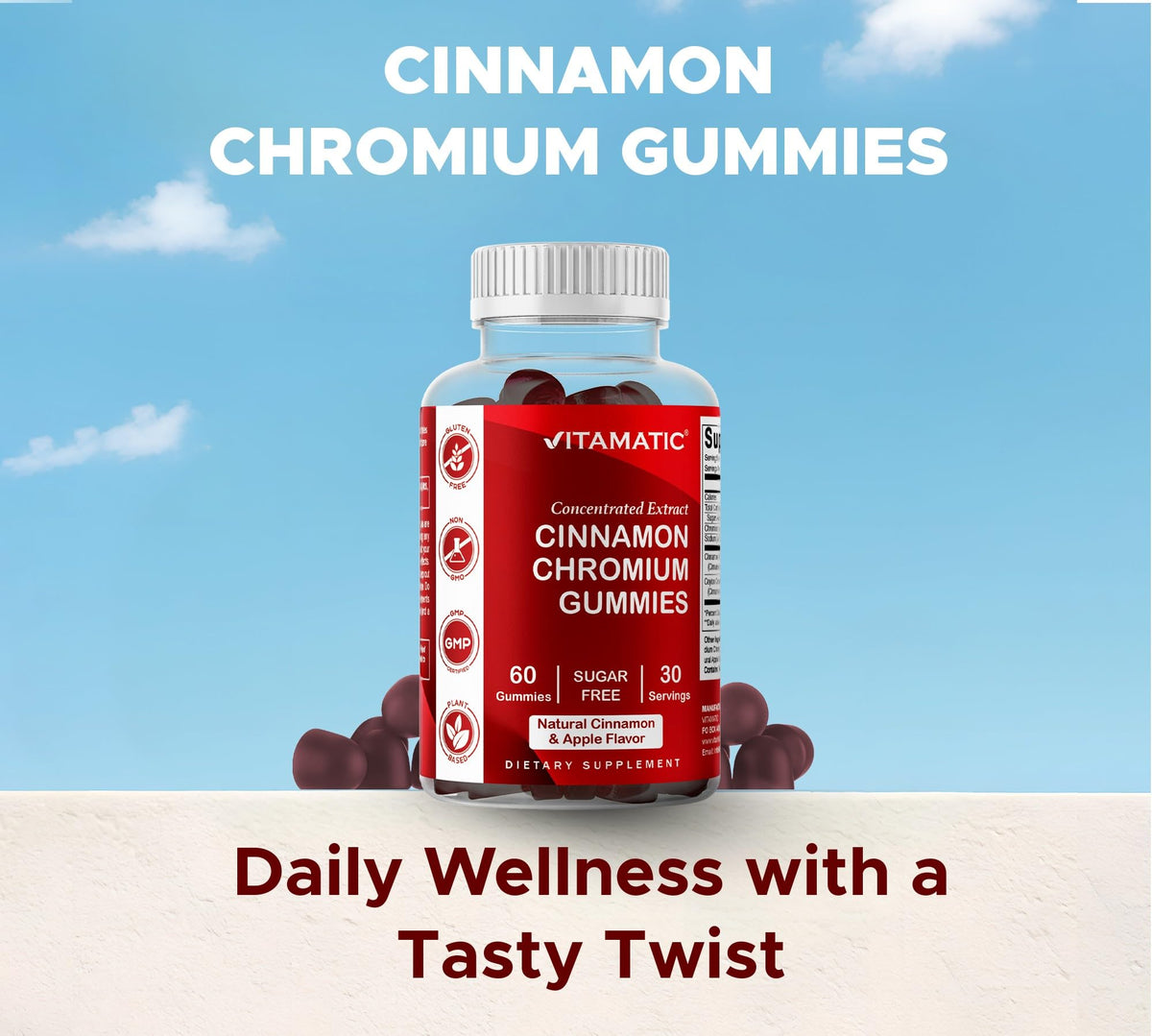 Vitamatic Cinnamon Chromium Gummies Sugar Free - 60 Gummies - image 4