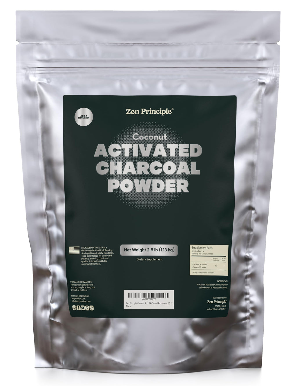 Zen Principle Coconut Activated Charcoal Powder - 40 oz