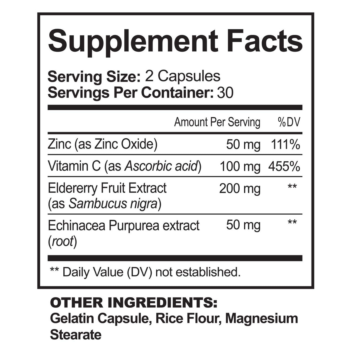 NutriFlair Zinc 50mg with Vitamin C & Elderberry - 60 Capsules - image 2