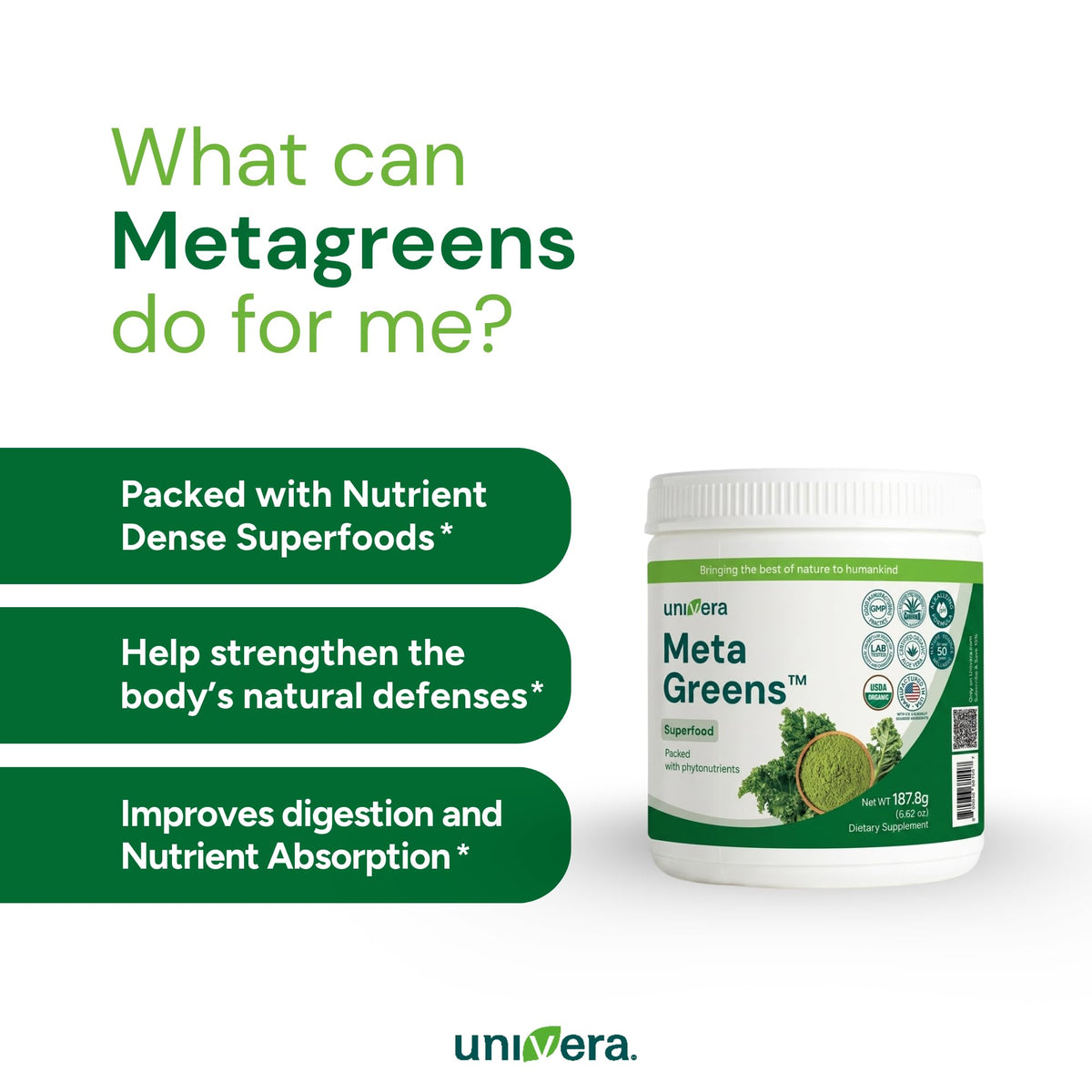Univera Metagreens Organic Green Powder Superfoods Blend - 6.62 oz - image 5