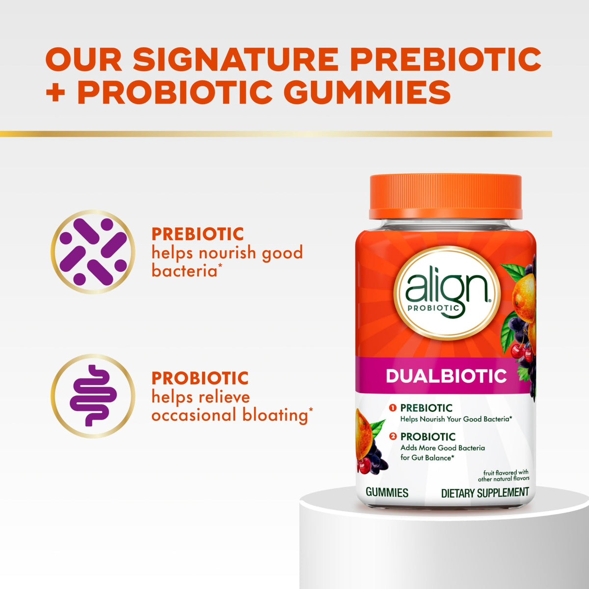 Align DualBiotic Prebiotic + Probiotic Gummies - 60 Gummies - image 2