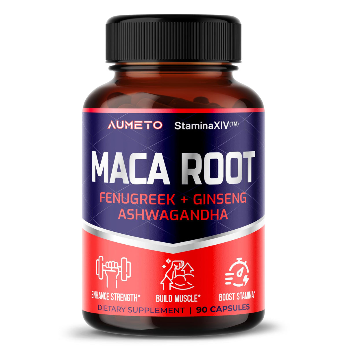 Aumeto Black Maca Root Plus 11-in-1 with Ashwagandha - 90 Capsules
