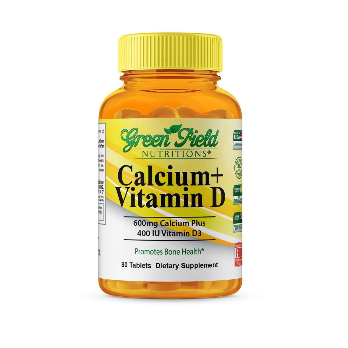 Greenfield Nutritions Halal Calcium 600mg with Vitamin D3 - 90 Tablets