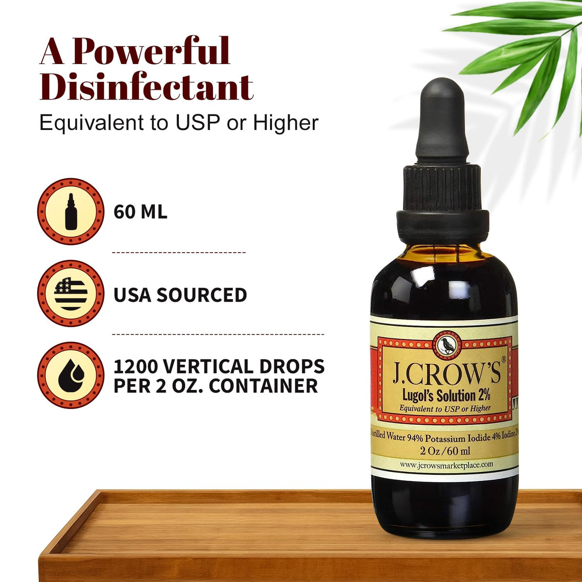 J. CROW'S J.CROW'S® Lugol's Solution of Iodine 2% 2 oz
