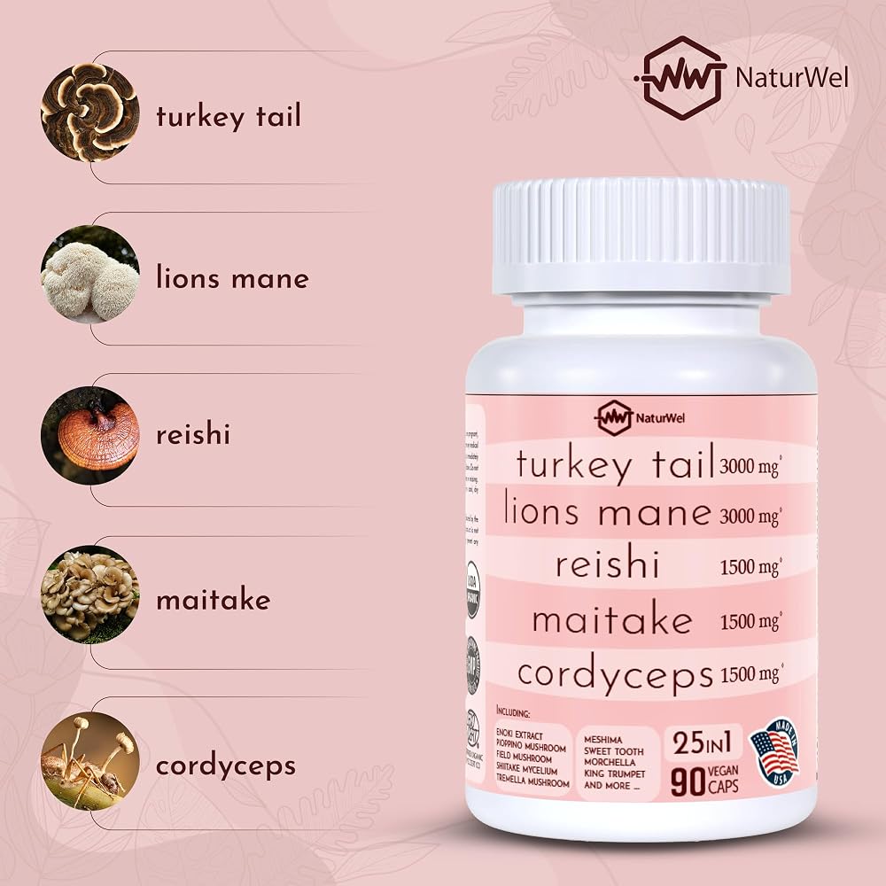 NaturWel Mushroom Blend Focus Pills - 90 Vegetarian Capsules - image 5