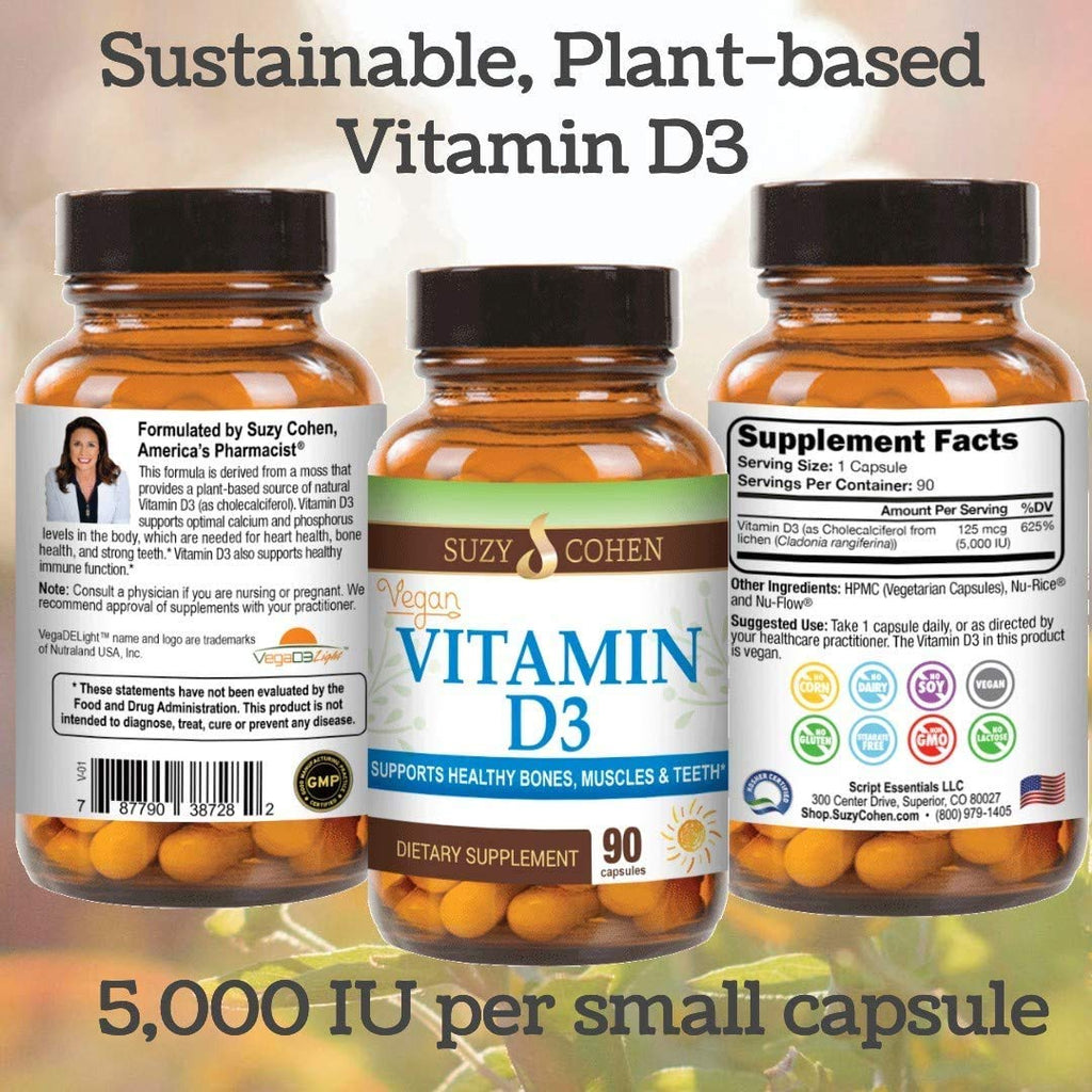 Script Essentials Vegan Vitamin D3 5000 IU Bone & Immune Support - 90 Capsules - image 4