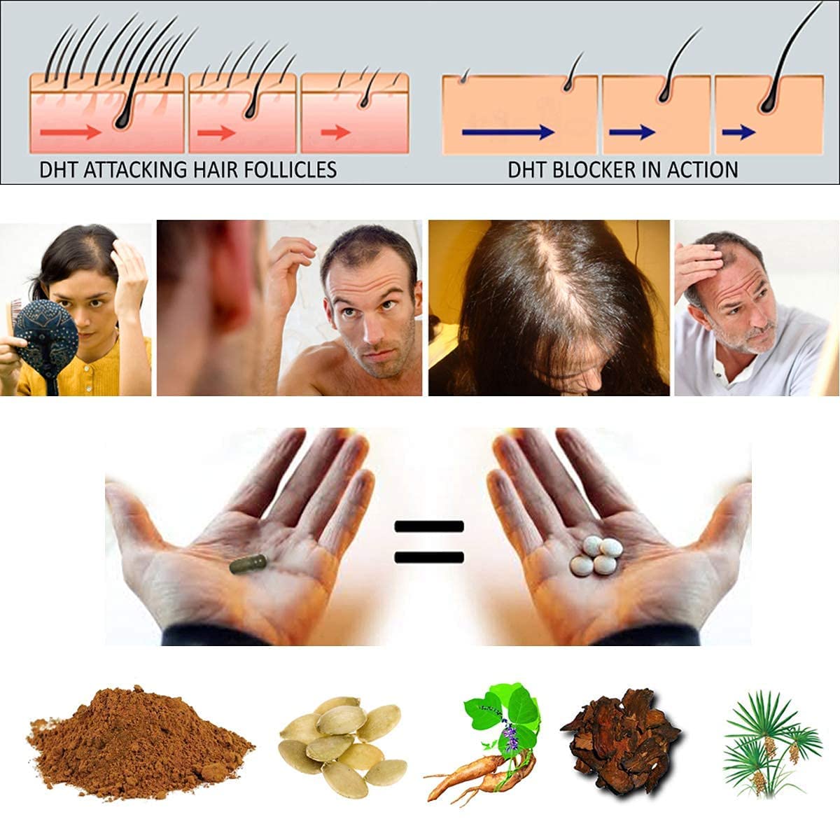 Keratin Research DHT Blocker Biotin Saw Palmetto Hair Loss Support - 60 Capsules - image 5