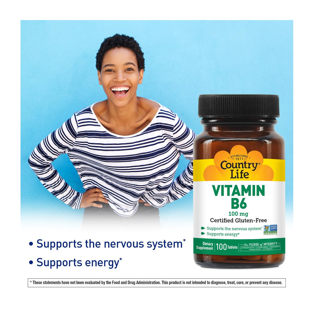 Country Life Vitamin B6 100 mg High Potency - 100 Tablets - image 2