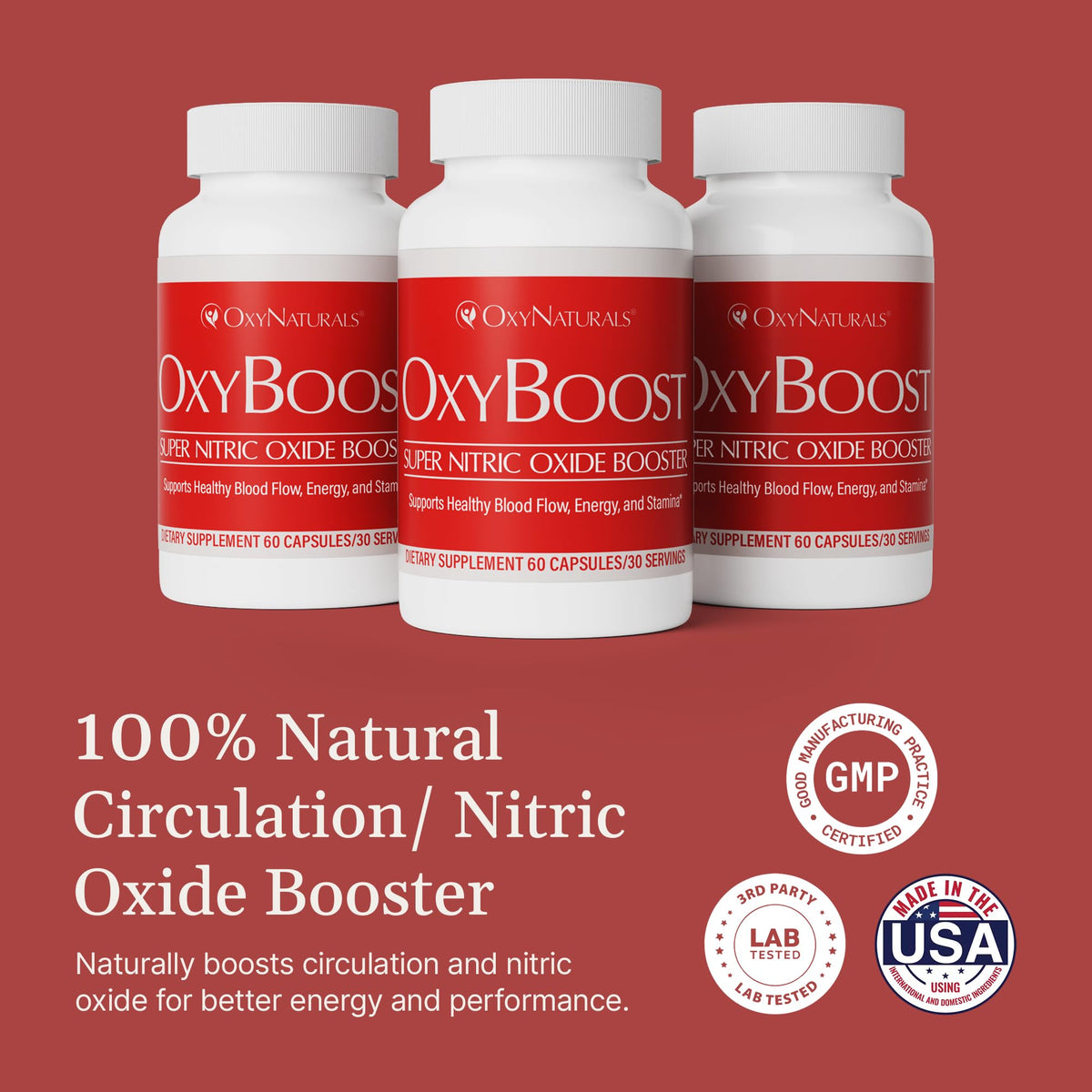 OxyNaturals OxyBoost Nitric Oxide Supplement - 180 Capsules - image 2