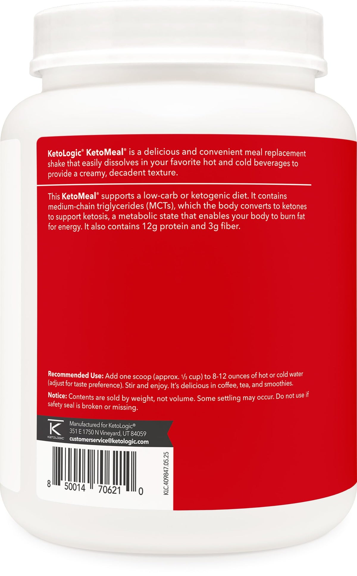 KetoLogic Keto Meal Replacement Shake Powder For Optimal Results +