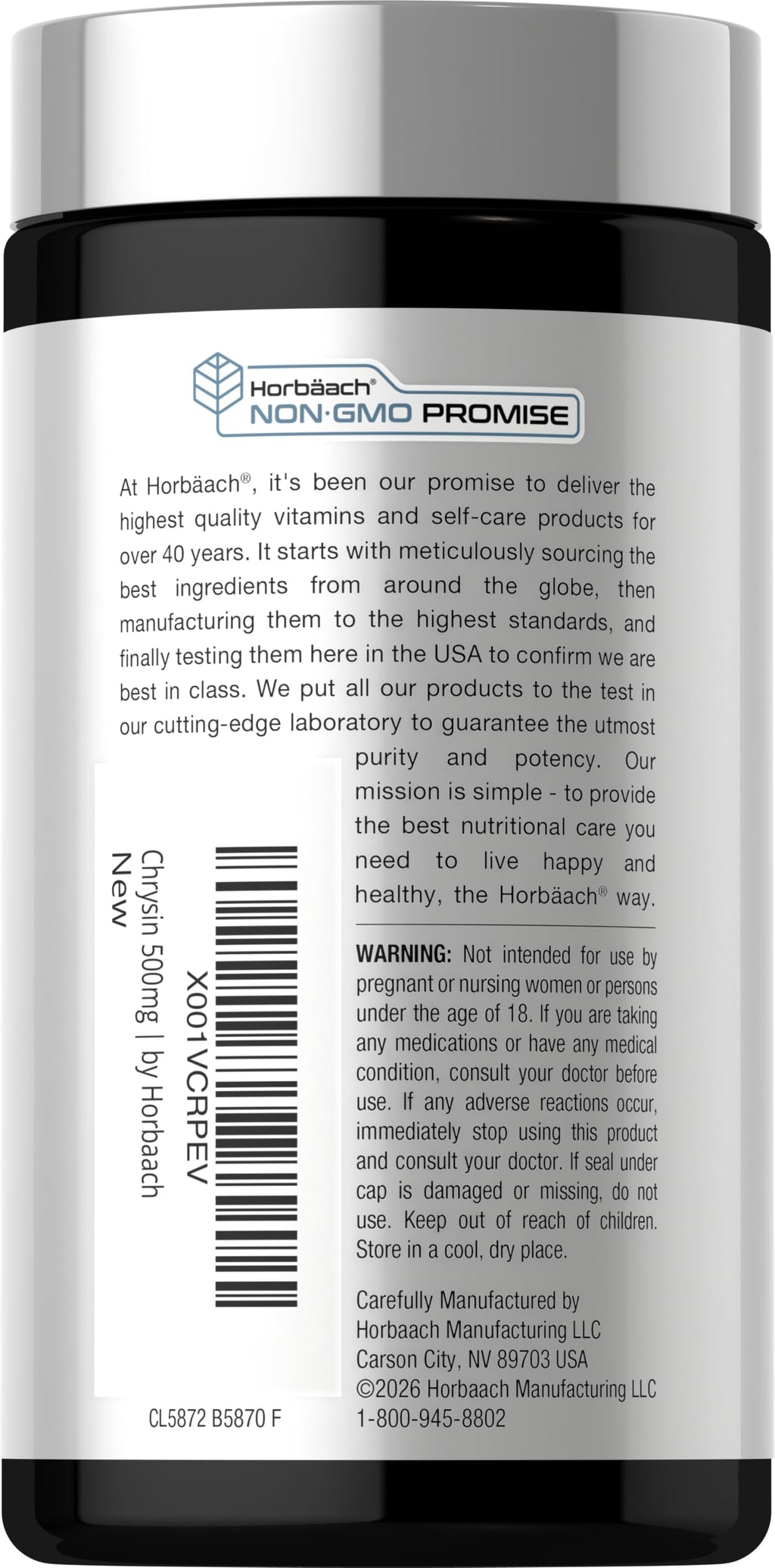 Horbäach Chrysin 500mg with Passion Flower - 60 Capsules - image 3