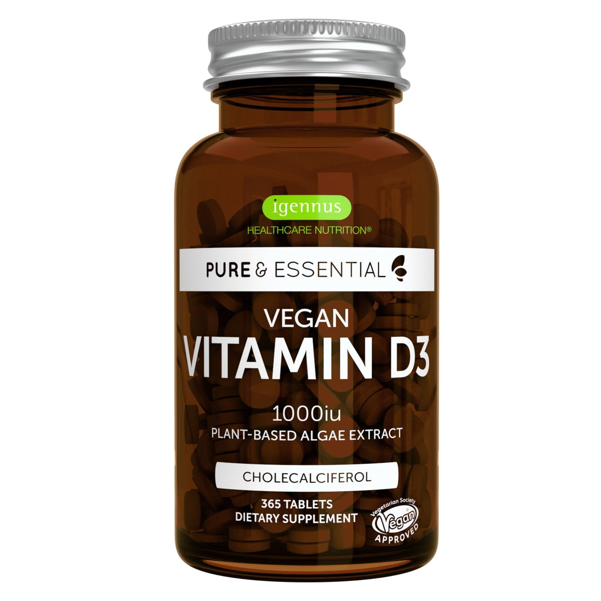 Igennus Natural Vegan Vitamin D3 1000 IU - 365 Tablets