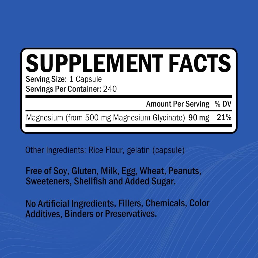 GOODBIO Magnesium Glycinate 500mg - 240 Capsules - image 2