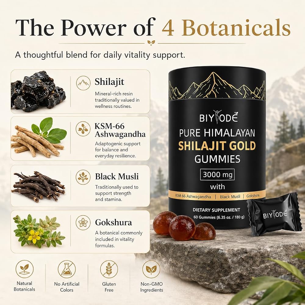 BIYODE Pure Himalayan Shilajit Gummies: Rich in Ashwagandha