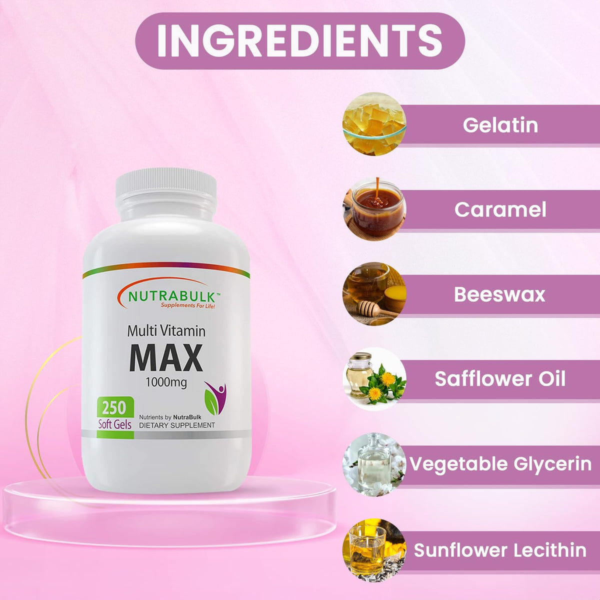 NutraBulk Multi-Vitamin MAX Well Absorbed Softgels - 250 Softgels - image 3